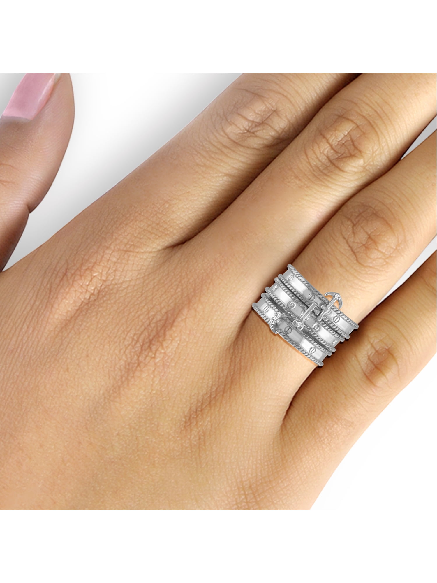 JewelersClub Stackable Diamond Rings for Women – Accent White Diamond Ring Jewelry– 0.925 Sterling Silver Stackable Bands for Women –– Stackable Ring Set by JewelersClub