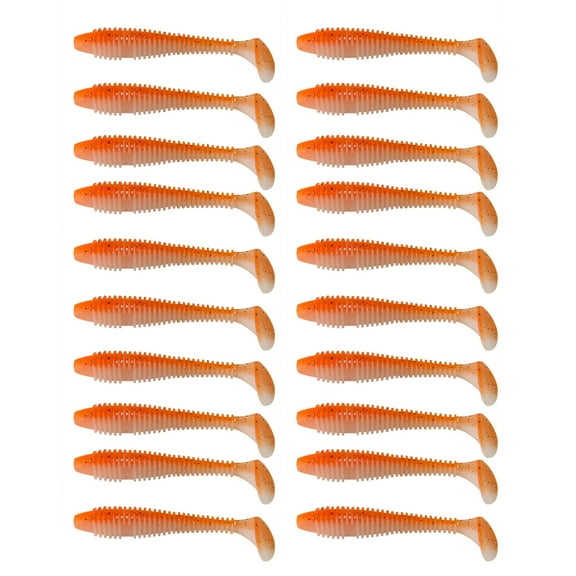 Hyasfey 20Pcs Fishing Lures Soft Baits with T-Tail Vibrant Color Mini Size Portable Flexible Fake Lures Artificial Baits