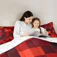 thumbnail image 4 of jejeloiu Red Pixelated Grid 7 Pieces Bedding Comforter Set,Miners Game Full Bedding Set,Geometric Patchwork Plaid Fitted Sheet Flat Sheet For Boys Girls,Super Cozy Room Decor Reversible, 4 of 8
