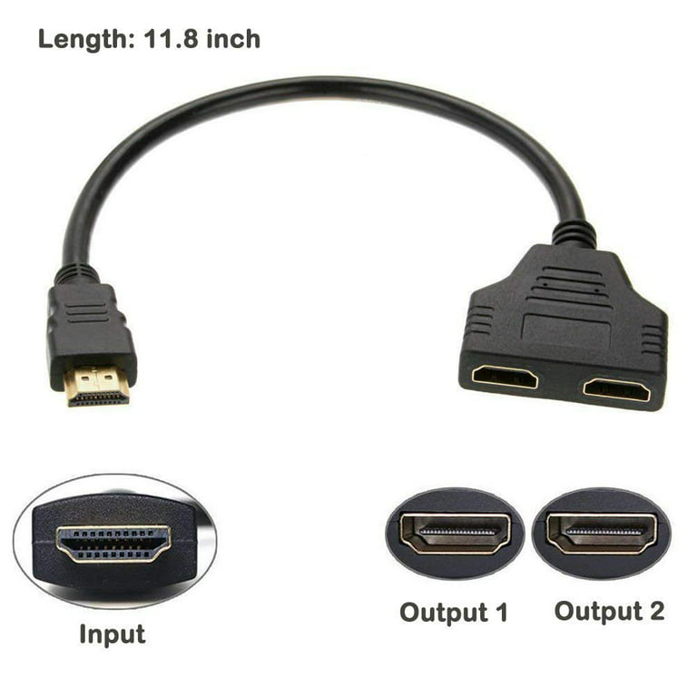 HDMI Splitter Cable 1 Male to Dual HDMI 2 Female Y Splitter, Male to Dual  HDMI 2 Female Cable Supports Full HD 1080P Resolutions for X-box/ PS4  /HD'TV