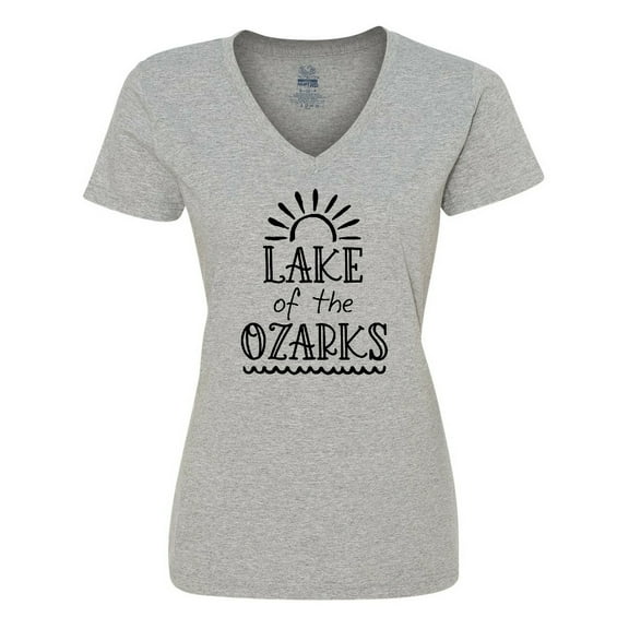 Inktastic Lake of the Ozarks Sun and Lake Women's V-Neck T-Shirt