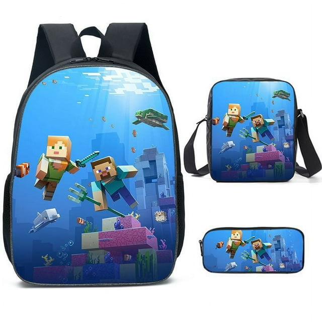 MINECRAFT school bag backpack three-piece set lunch bag stationery bag