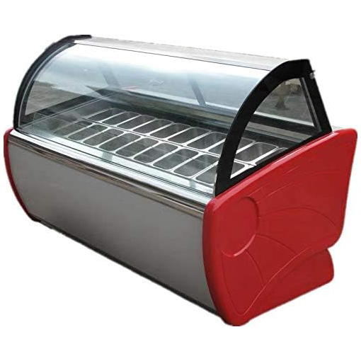 Kolice 18 Pans Gelato Display Freezer, Ice Cream Freezer, Ice Cream Showcase, Ice cream Displayer freezer, Auto Defrost, Anti-fog Glass, Cooling Air Convection, LED
