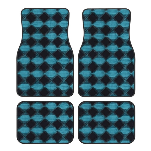 Crystal Fleece Car Floor Mats Set Of Four - Bottom Injection Molded For Easy Installation To Prevent Interior Contamination Suitable For Most Cars Argyle Plaid Darkturquoise_3