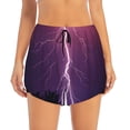 thumbnail image 4 of Lsque Thunderstorm Violet Purple Printed Women's Running Shorts with Liner Pockets,Elastic Quick Dry Workout Athletic Gym Yoga Shorts,Womens High Waist Shorts-, 4 of 9