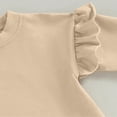 thumbnail image 4 of Zehjuhan Newborn Infant Baby Solid Color Outfits Ruffle Long Sleeve Bubble Romper For Fall Winter Clothes Apricot，0-3M, 4 of 7