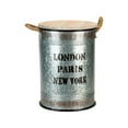 thumbnail image 4 of Organize It All Cobblestone Metal Storage Bin Set of 2 with Wooden Lid, 4 of 8