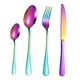 thumbnail image 4 of Juego de cubiertos de acero inoxidable, tenedor para cena, reutilizable, 4 piezas, utensilios para comer, vajilla para fiesta de Navidad, uso diario y, 4 of 10