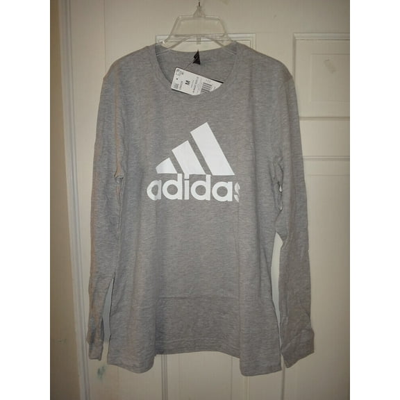 Adidas Women's Basic Badge of Sport Long Sleeve Tee GN9228 Medium Grey Heather