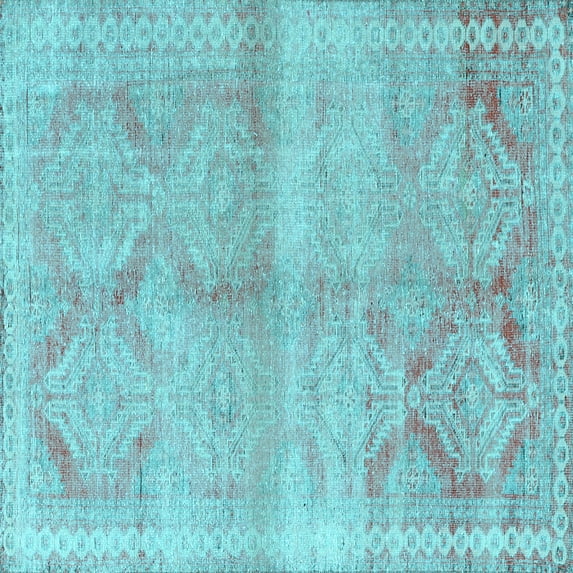 Ahgly Company Indoor Square Persian Light Blue Traditional Area Rugs, 8' Square