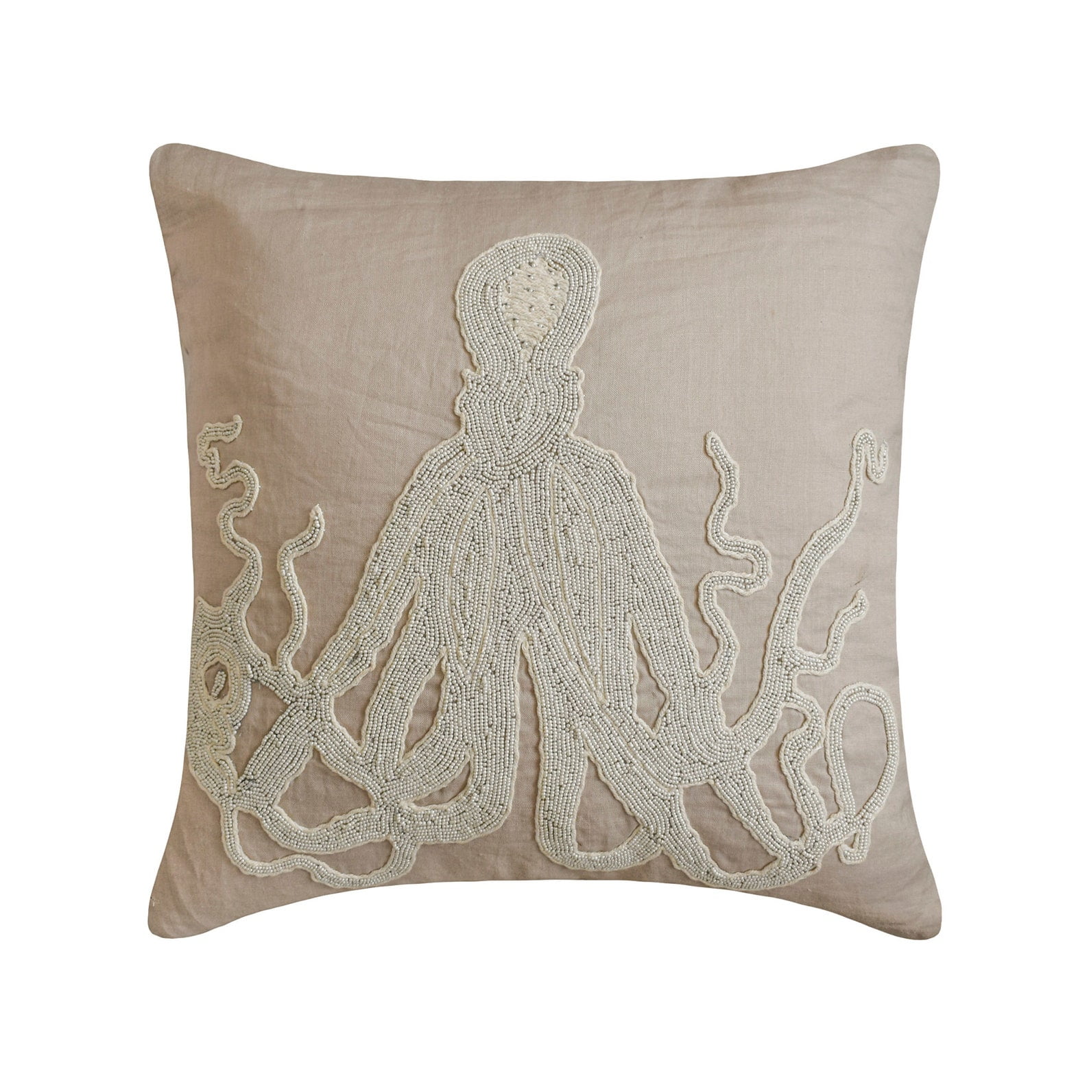 Pillow Cover, Mocha Shams, Beaded Octopus Sea Creatures Ocean & Beach