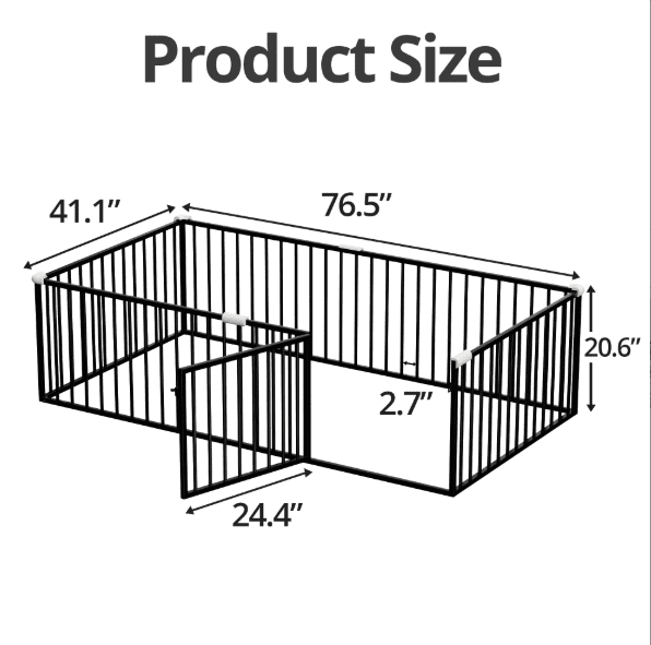 Twin Size Minimalist Metal Floor Bed Frame, Montessori Bed with Fence and Door, Low Children Bed for Boy & Girl,Black