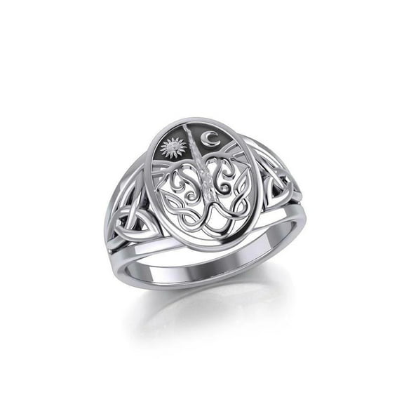 Tree of Life 925 Sterling Silver Ring Spiritual Jewelry Moon Stars Size 5
