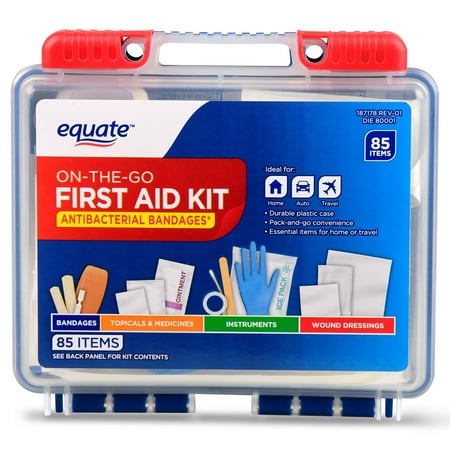 (2 pack) Equate On-The-Go First Aid Kit, 85 Items (Best First Aid Kit For Camping)