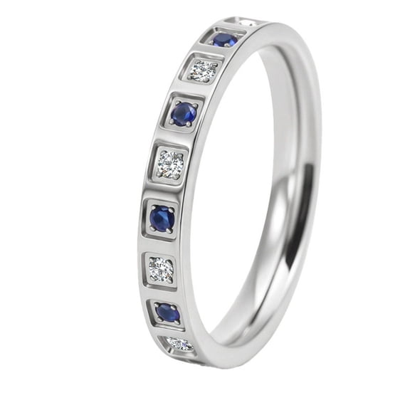PAURO Cubic Zirconia Rings for Women Men Couples 3mm Gemstone Matching Band Silver Rose Gold Plated Stainless Steel Dainty Gifts Promise Wedding Jewelry Silver Size 5