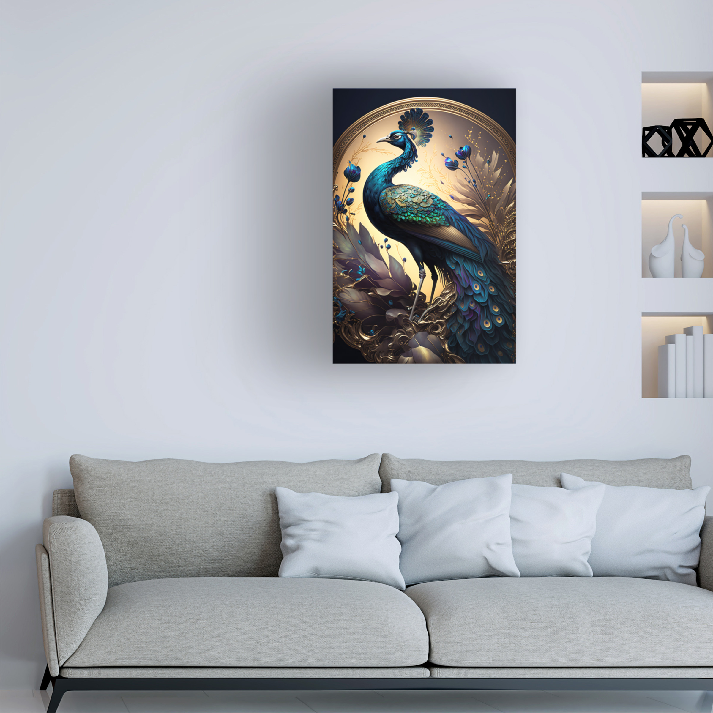 Canvas Wall Art - Ray Heere 'Proud Peacocks 3' Wall Art for Living Room, Bedroom, or Office DÃ©cor by Trademark Fine Art - 12 x 19 Inches