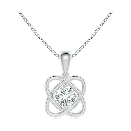 ANGARA Lab Grown Diamond Love Knot Pendant for Women in 14K White Gold (Size-4.1mm| Color-F-G| Clarity-VS) | April Birthstone Anniversary Jewelry Gift for Women | Lab-Grown Diamond Necklace
