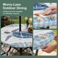 thumbnail image 5 of Round Outdoor Tablecloth with Umbrella Hole and Zipper, Blue Turtle Coastal Tablecloth with Elastic Waterproof, Summer Nautical Beach Coral Shell Patio Table Covers for 45" - 54" Picnic Pool Tables, 5 of 9