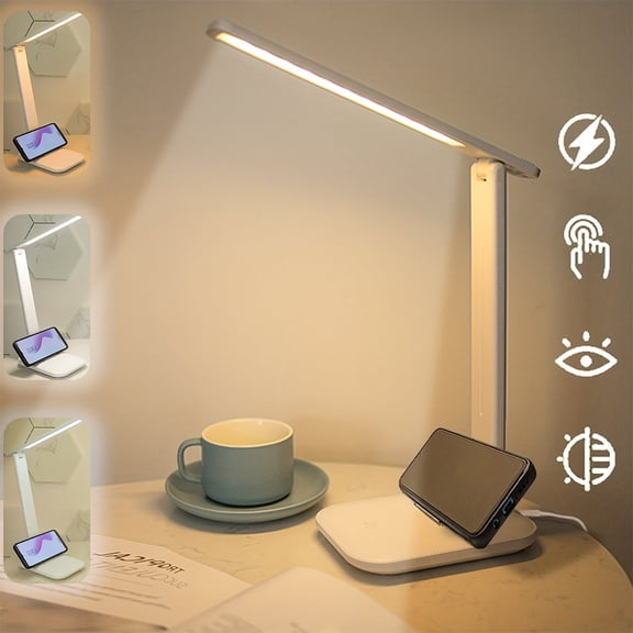 LED Desk Lamps for an Office in Home,3 Brightness Modes,Dimmable Foldable Office Desk Lamp with USB Port & Touch Control,Eye-Caring Modern Table Lamp for Bedroom,Living Room,Reading Light for College