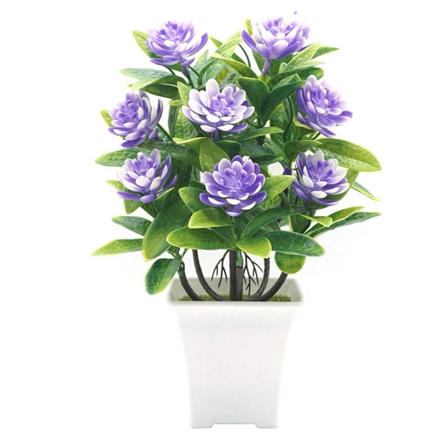 Flor artificial en maceta, simulación de planta en maceta, decoración para el hogar y la Oficina (púrpura)