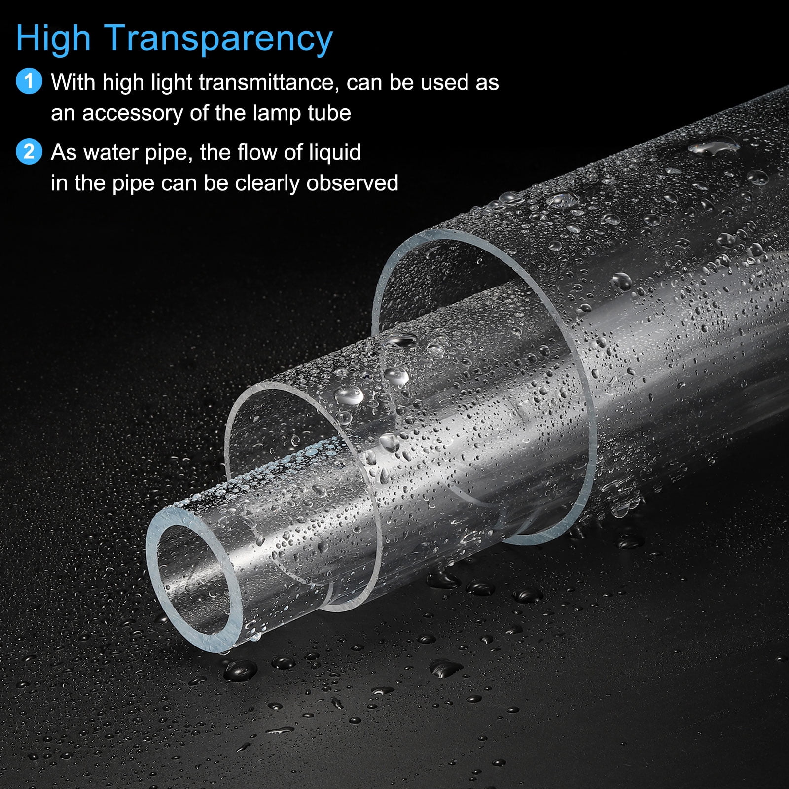 Unique Bargains Acrylic Pipe Rigid Round Tube for Lamp and Lanterns 1.34" ID 1.57" OD
