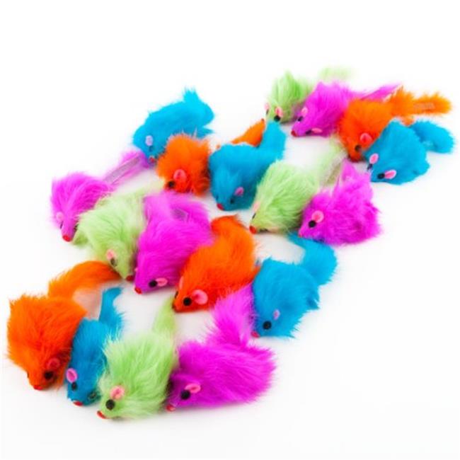 4.5 in. Colored Plush Mice with Catnip Cat Toy, Assorted Color 12 Per