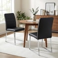 thumbnail image 7 of StnTalk Dining Chairs Set of 2, Black Faux Leather Kitchen Chairs with Thick Padded Seat, Armless Side Chairs with Metal Legs for Apartment & Small Dining Spaces, 7 of 7