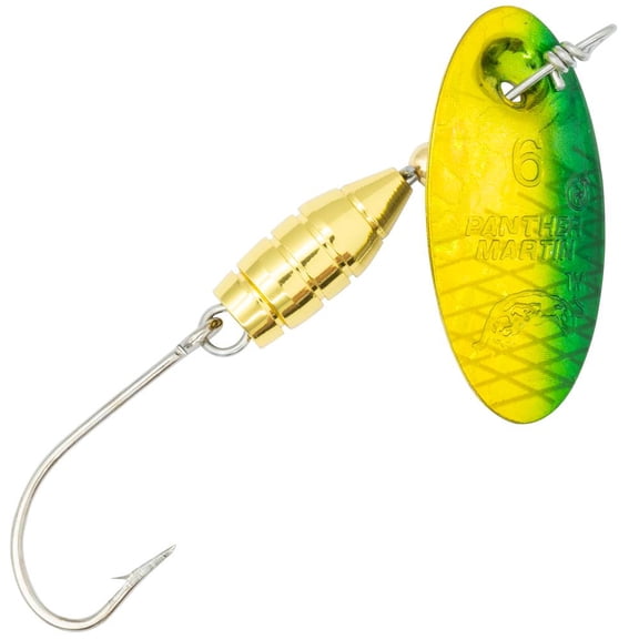 Panther Martin Dlx. Holo. Single Hook Gold/Green Holographic 1/16 oz Inline Spinner