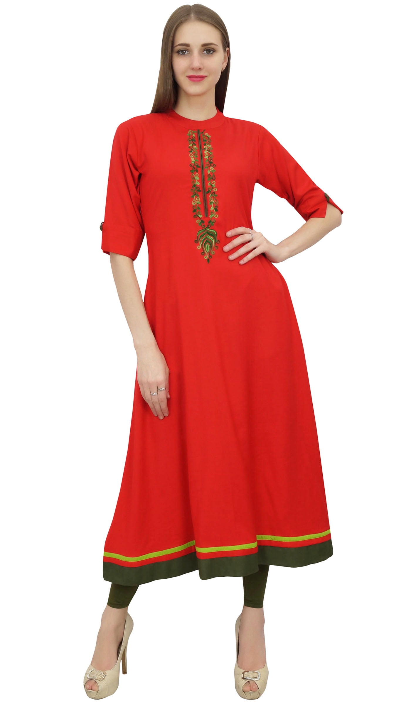 Ethnic Indian Cotton Cerulean Top Kurti Kurta Kurthi Dress Pleated Wood buttons 