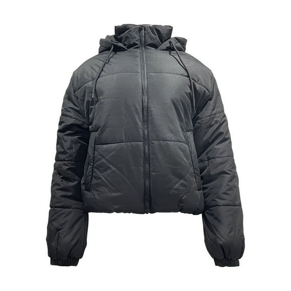 Therapy Women's Warm Ladies Oversized Puffer Down Long Sleeve Jacket With A Hood And Zip-Black-Small