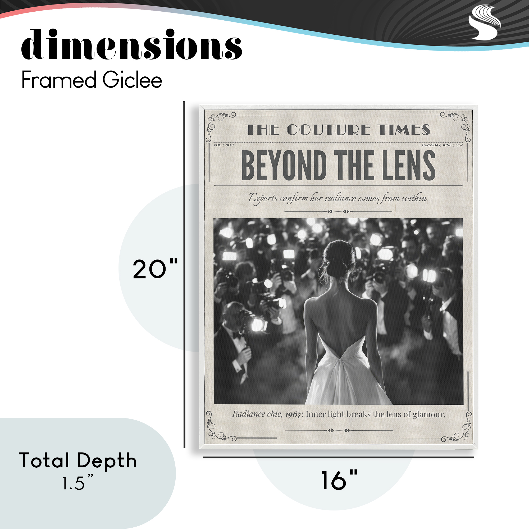 The Couture Times Magazine White Framed Giclee Art, design by A Barefoot Stylist