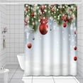 thumbnail image 2 of Red Christmas Shower Curtain with Hooks Xmas Balls Winter Snowflakes Green Pine Leaf New Year Themed Shower Curtain for Bathroom Decorative Waterproof Polyester Fabric, 36x72 Inch, 2 of 6