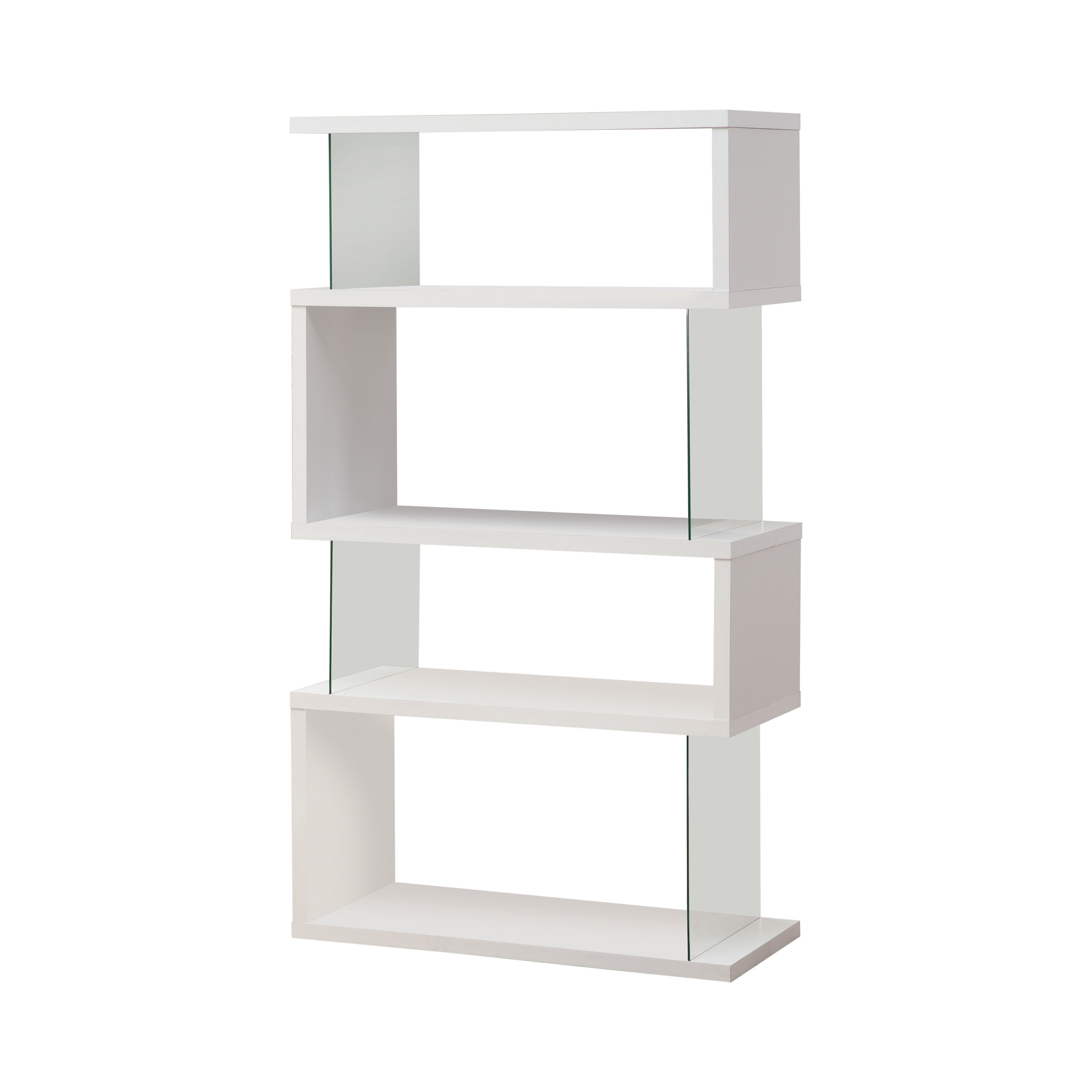 4tier Bookcase White Glossy and Clear