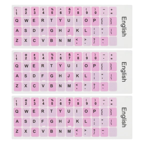 Uxcell Universal English Keyboard Stickers, Replacement Keyboard Stickers Pink Background W Black Lettering 3Pcs
