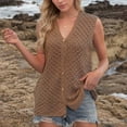 thumbnail image 2 of ABATAB Spring Summer Women Sweater Vest Casual Knit Sleeveless V Neck Button Down Hollow Out Fashion Tank Tops, 2 of 7