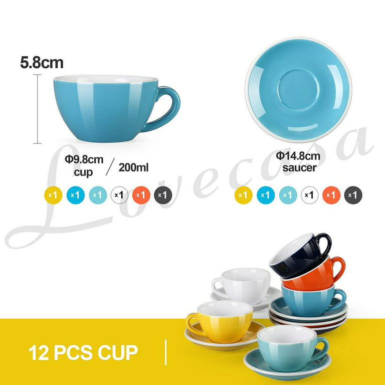 Cute 12 Piece Coffee Mug Set of 4 - Ceramic Tea Cup With Saucers and Spoons  in