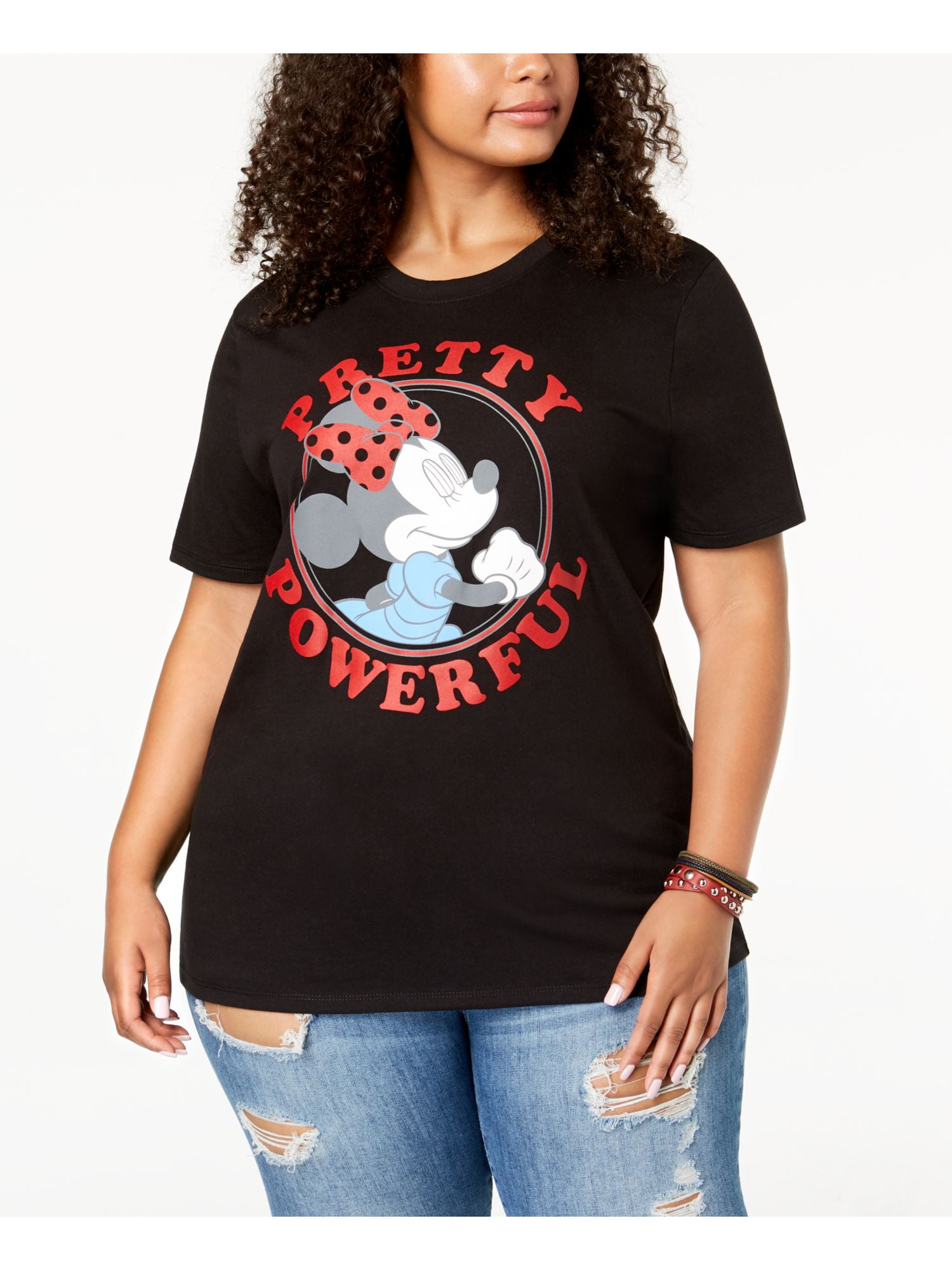 DISNEY Womens Black Minnie Mouse Powerful TShirt Top 3X Plus