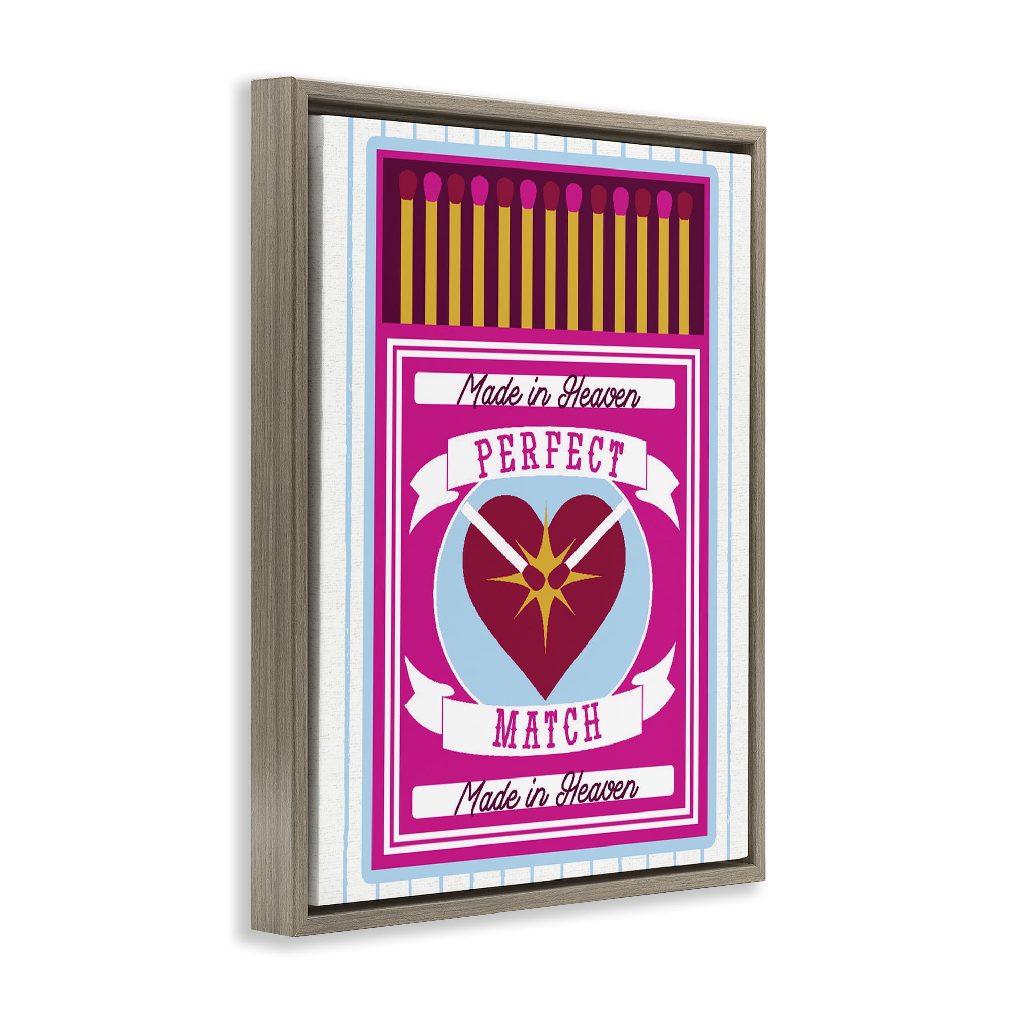 Stupell Industries Perfect Match Made In Heaven Brown Framed Floater Canvas Wall Art, design by Lil' Rue