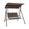 thumbnail image 2 of Aimee Lii 2 Person Porch Swing with Adjustable Canopy and Padded Seat, Outdoor Swing for Adults, Brown, 2 of 7