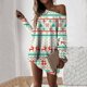thumbnail image 2 of Sudaderas de cuello redondo de Navidad de manga larga para mujer, suéter holgado informal, blusa con estampado de Papá Noel y gato bonito Fridja FKASFK423, 2 of 8