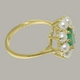 thumbnail image 4 of LBG British Made 9k Yellow Gold Natural Emerald & Cultured Pearl Womens Promise Ring - 33 size options - Size 10.5, 4 of 6
