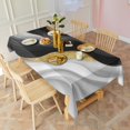 thumbnail image 3 of Black White Marble Gold Wave Pattern Rectangle Tablecloth 60"x120",Waterproof Polyester Rectangle Table Cloth, Wipeable Spillproof Polyester Tablecloth for Dining, Camping, Indoor and Outdoor, 3 of 6