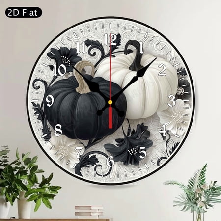 Vintage Fleur De Lis Distressed Round Wall Clock Black Gold French Royal Silent Non Ticking