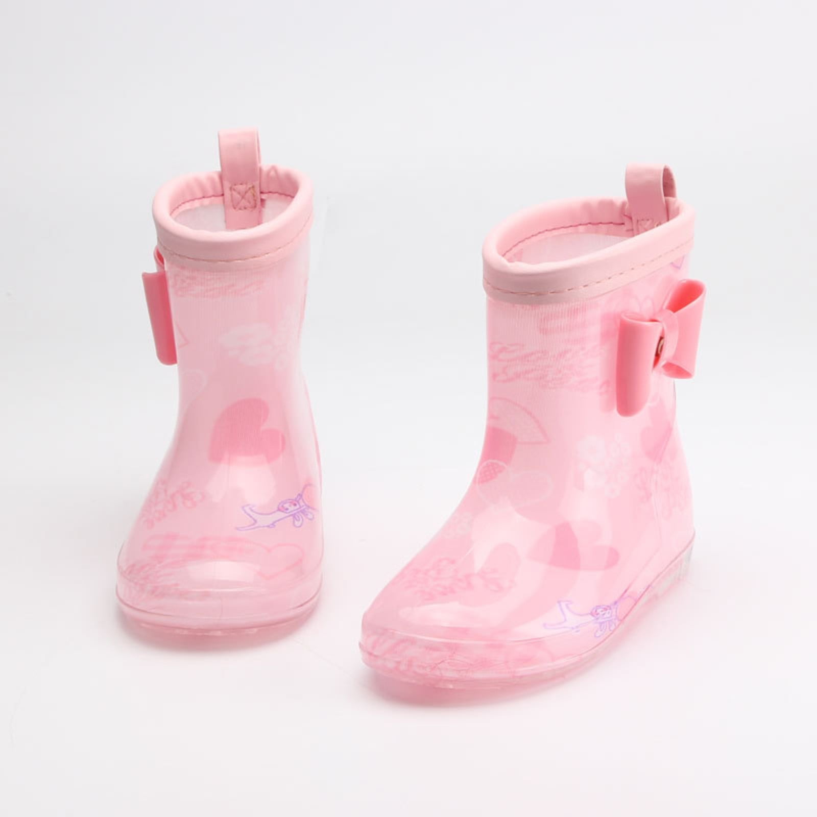Linfrsh Toddler Baby Rain Boots Boys Girls Cute Cartoon Waterproof Lightweight Anti-Slip Rubber Ankle Rainboots Water Shoes(Pink,Size 12.5 Little Child)