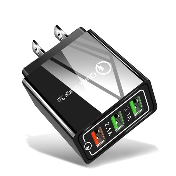 5-Pack USB Wall Charger 30W 3-Ports with Quick Charge 3.0, Wall Charger Adapter, Fast Charging for Samsung Galaxy S23/S22/S21/S20/S10/S9/S8 Ultra, iPhone 14/13/12/11 Pro Mini, X/Xs, Full Black