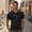 Black, variant on Polo T Shirts for Men Short Sleeve Waffle Tee Shirt Loose Fit Khaki Polo Dress Shirts for Men