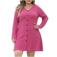 thumbnail image 2 of Great Gifts for Less Ofreoo Women's Casual V-neck Woolen Dress With Waistband And SlimIn Large Size Dress Womens Tops, 2 of 3