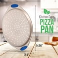 thumbnail image 2 of NutriChef, Non-stick Pizza Pan - Deluxe Nonstick Gold Coating Inside & Outside With Blue Silicone Handles, 14.56 x12.99x0.78inches, Gold, 2 of 6