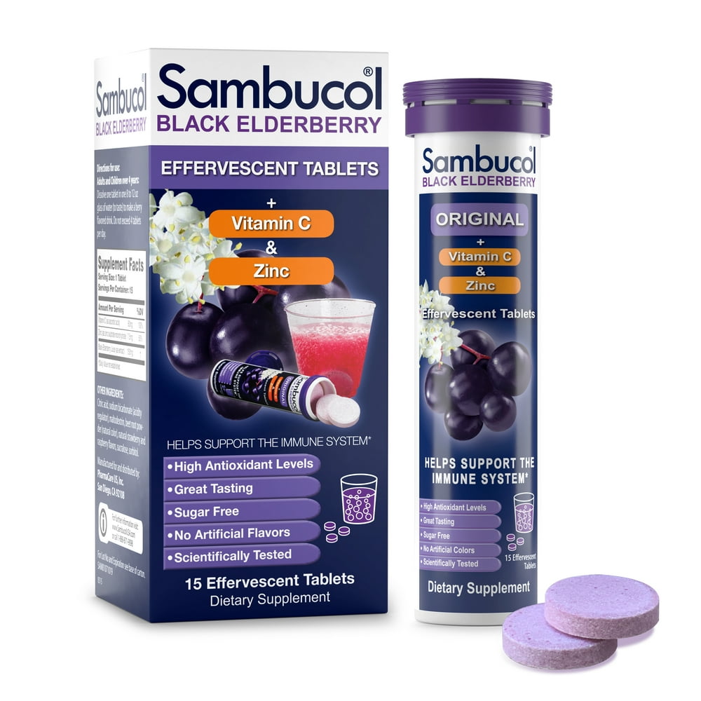 Sambucol Effervescent Black Elderberry Tablets with Vitamin C and Zinc