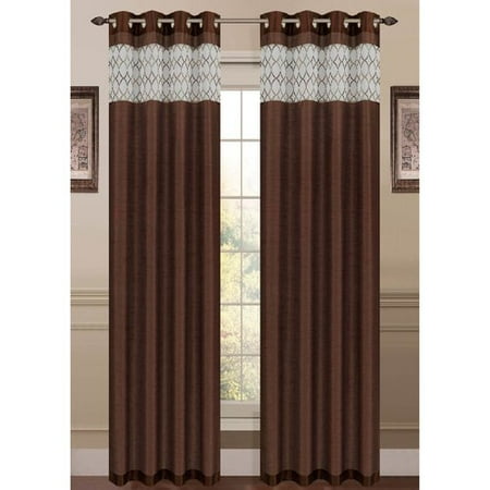 - Felicity Embroidered Faux Silk Extra Wide 54 x 84 in. Grommet Curtain Panel